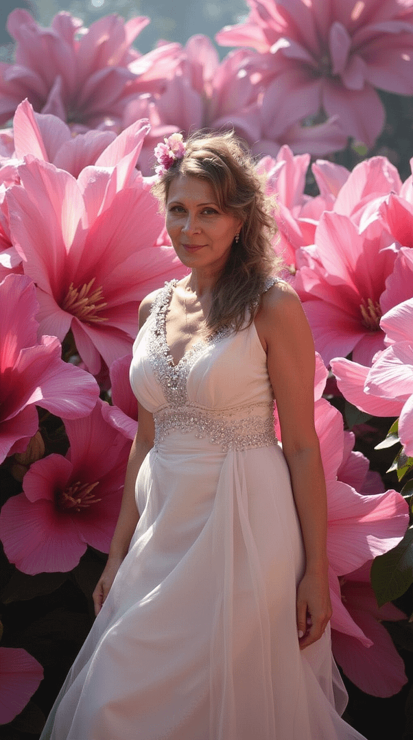 O.B.R.A.Z. — Искусство Самопознания и Архетипов через Нейросети 49 a_stunning_woman_in_an_elegant_white_gown_standing_in_an_enchanted