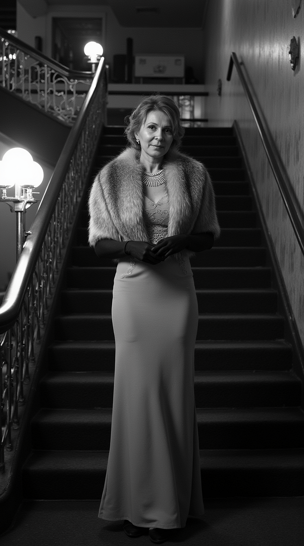 O.B.R.A.Z. — Искусство Самопознания и Архетипов через Нейросети 17 create_an_image_girl_floor_length_dress_with_fur_stole_elbow_length