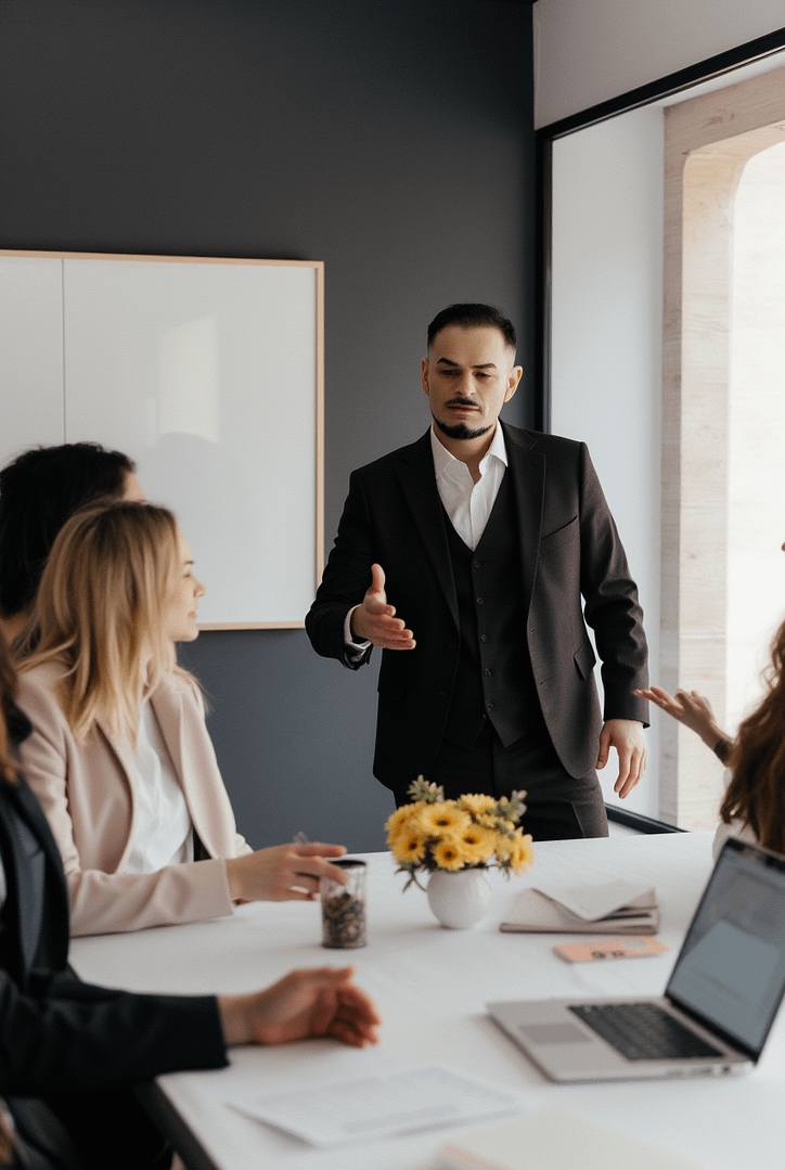 O.B.R.A.Z. — Искусство Самопознания и Архетипов через Нейросети 44 a_visionary_business_professional_with_dark_hair_and_average_build_standing_at_the_head_of_a_sleek__nfxzlobwkx4cg8ubdqpr_0